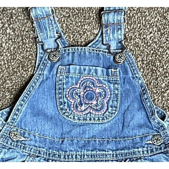 Osh Kosh B'gosh Overalls Baby Infant 12 Months Blue Denim Vestbak Snap Vintage - Picture 3 of 4